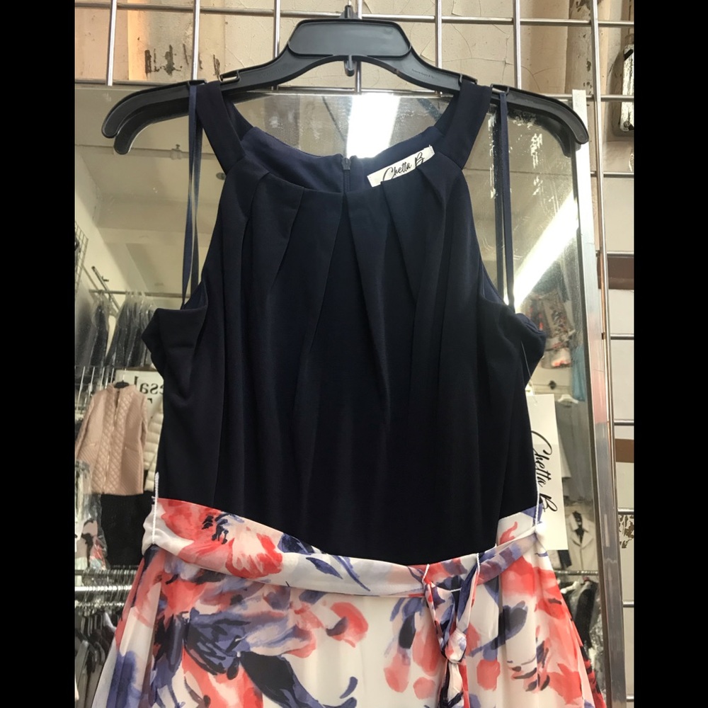 Chetta B dress long Mixed Media Maxi,navy/red.NWT - Picture 8 of 11